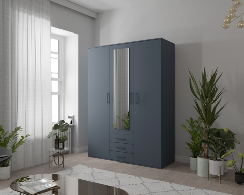 Szafa 3 drzwiowa Omega 150 cm niebieska z lustrem Szafa 3 drzwiowa Omega 150 cm niebieska z lustrem