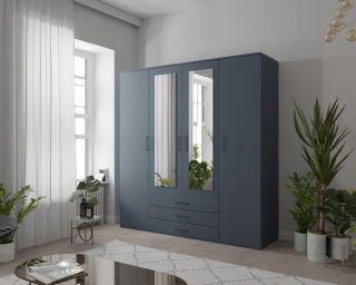 Szafa 4 drzwiowa Omega 200 cm niebieska z lustrem