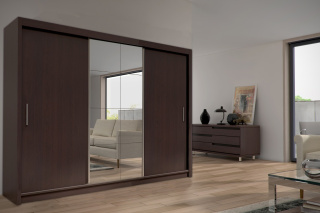 Szafa przesuwna Peso 250 cm z lustrami w kolorze wenge