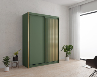 Szafa przesuwna Pesto 150 cm zielona ze złotymi lamelami