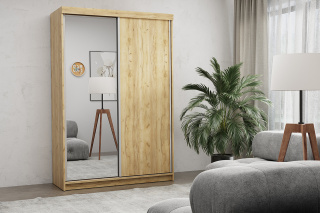 Szafa przesuwna Pola 150 cm w kolorze dąb craft złoty z 1 lustrem