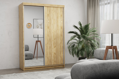 Szafa przesuwna Pola 150 cm w kolorze dąb craft złoty z 1 lustrem Szafa przesuwna Pola 150 cm w kolorze dąb craft złoty z 1 lustrem
