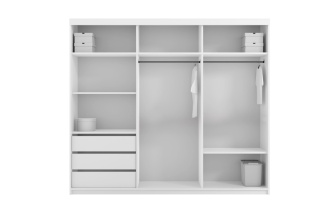 Szafa przesuwna Rumba 250 cm czarno - szara z dużym lustrem +lacobel