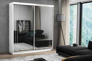 Szafa przesuwna SMART 150 cm z dużym lustrem Biała