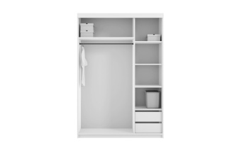 Szafa przesuwna SMART 150 cm z dużym lustrem Biała