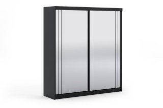 Szafa przesuwna SMART 150 cm z dużym lustrem czarna