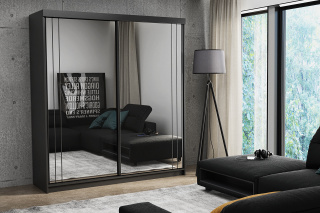 Szafa przesuwna SMART 150 cm z dużym lustrem szara
