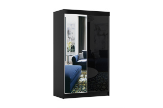 Szafa przesuwna Samba 120 cm czarna z dużym lustrem +lacobel