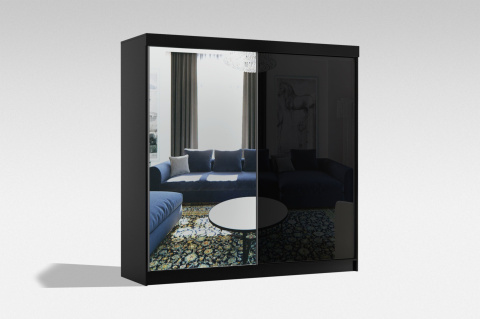 Szafa przesuwna Samba 150 cm czarna z dużym lustrem +lacobel Szafa przesuwna Samba 150 cm czarna z dużym lustrem +lacobel